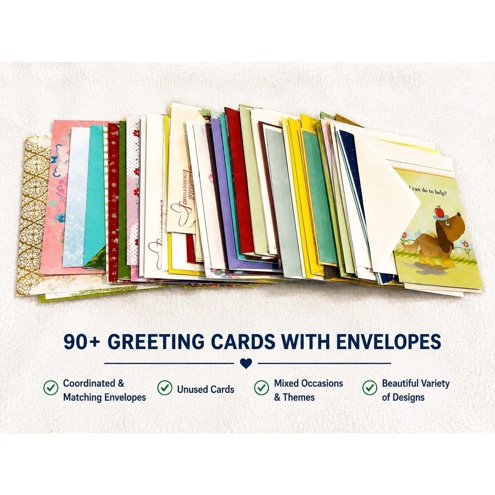 130+ Unused Greeting Card Lot 90+ w Envelopes Hallmark Mixed Occasion
